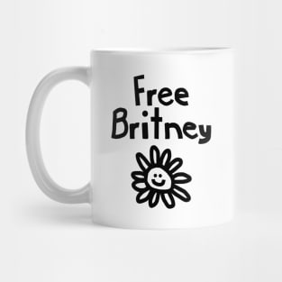 Free Britney Daisy Smiley Face Black Mug